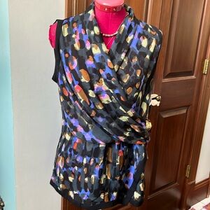 Cabi   Tank top  Wrap front  NWOT gathered Waistline  multi abstract print Sz. S